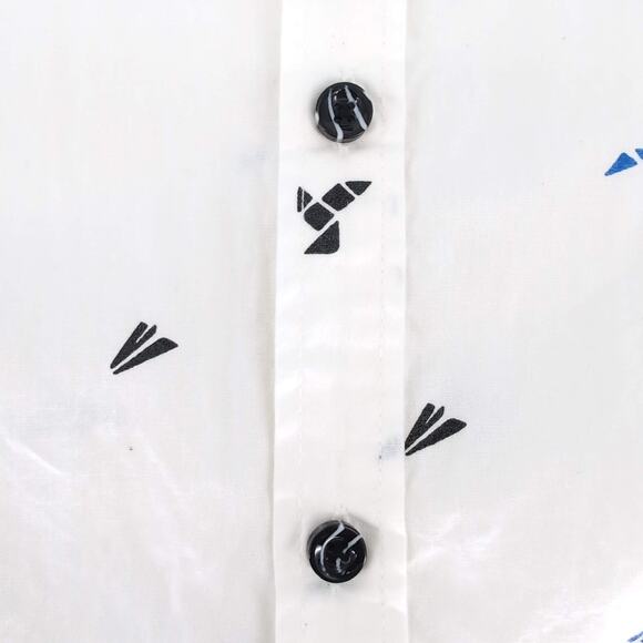 P & K Cuffs Mens White & Black Blue Button Down Short Sleeve GUC Shirt - Size XL - Picture 8 of 12